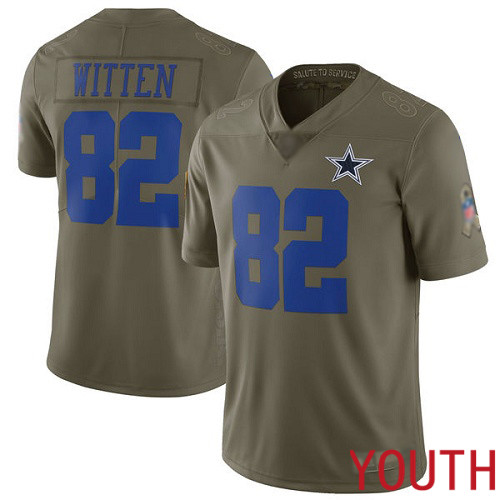Youth Dallas Cowboys Limited Olive Jason Witten #82 2017 Salute to Service NFL Jersey->youth nfl jersey->Youth Jersey
